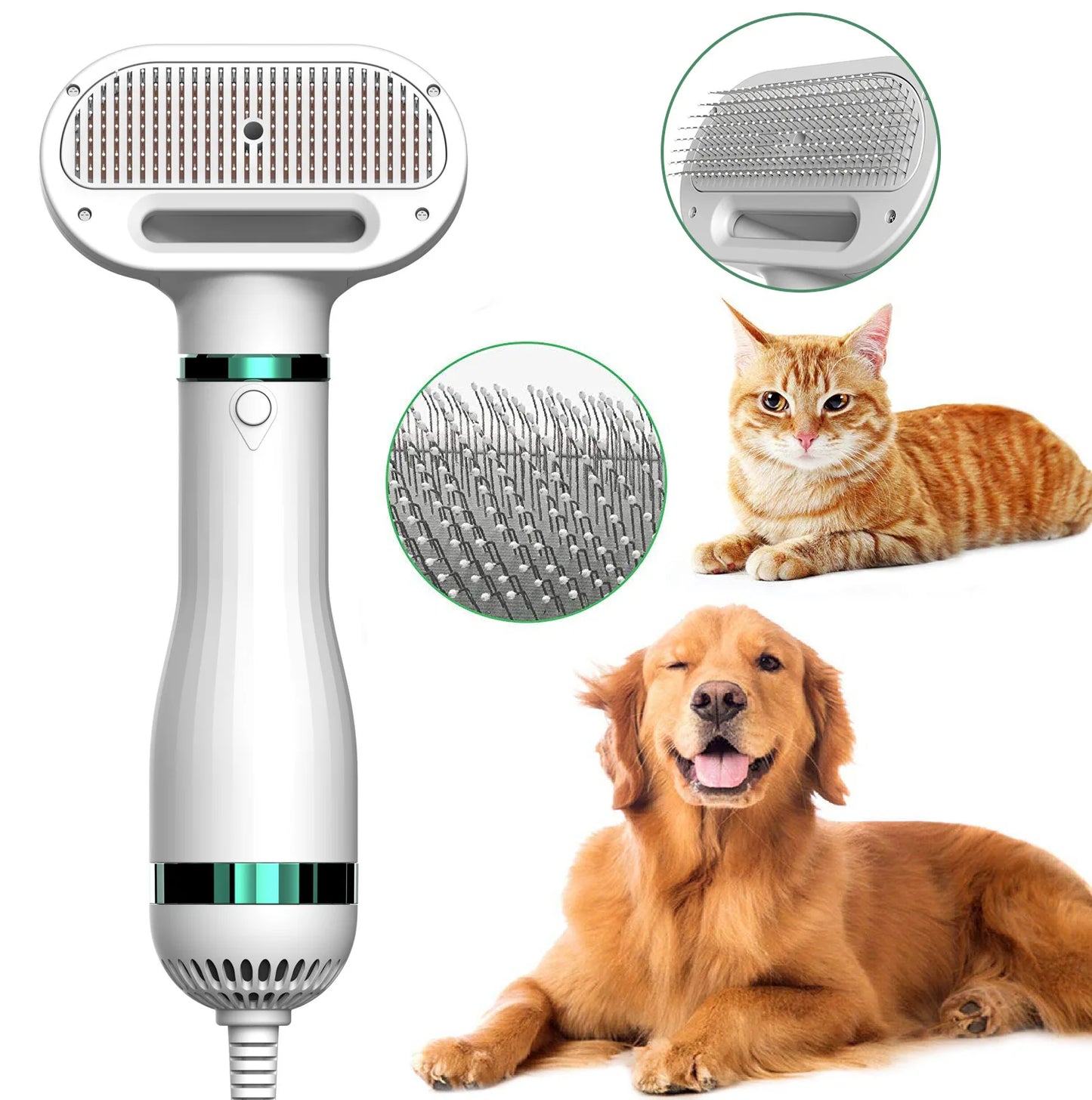 2-In-1 Pet Hair Dryer Brush Grooming Blower Smart Adjustable Temperatures Settings