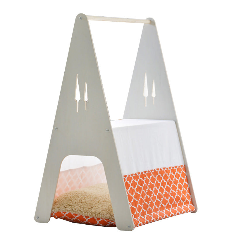 Double Stairs Wooden Pet Bed House Pet Tent Dog Cat Rabbit Fountains