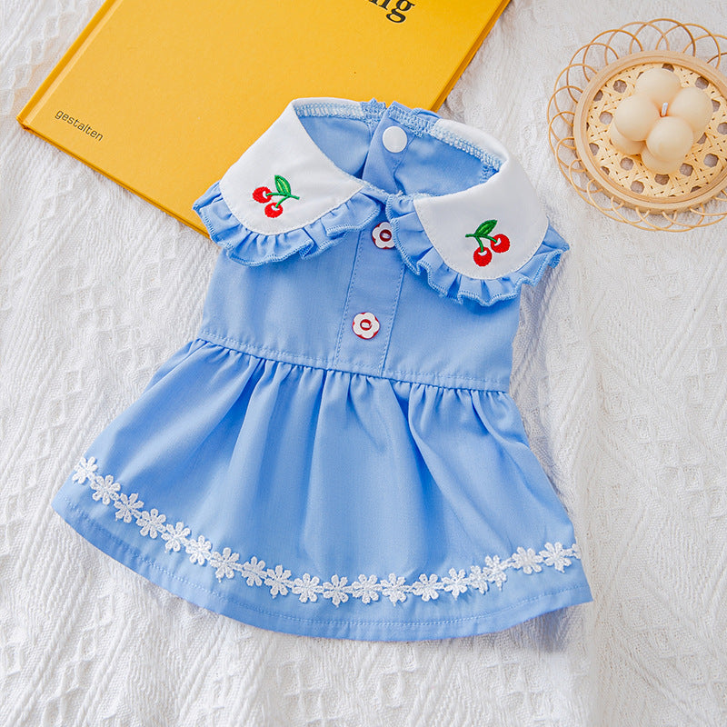 Cat Dress Summer Doll Embroidered Shirt Skirt