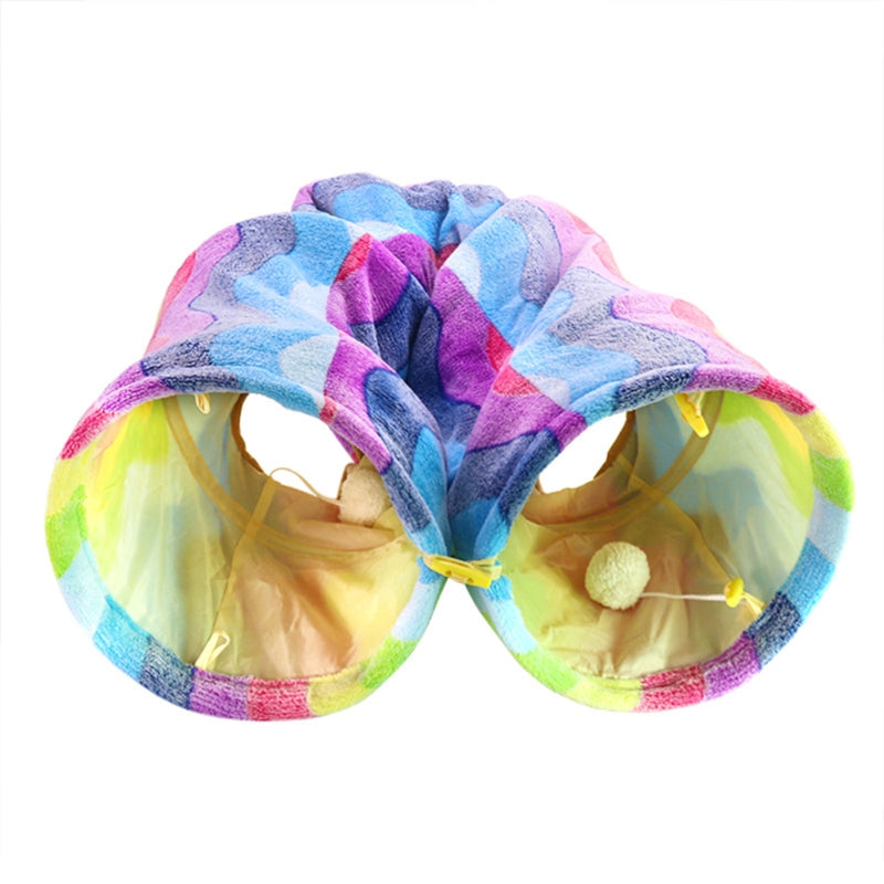 Cat Pet Colorful Collapsible Tunnel Tube with Balls
