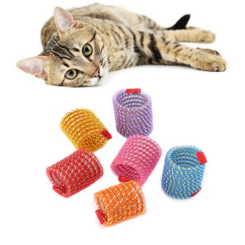Random Color Cat Spring Toys Creative Plastic Flexible Cat Coil Toy