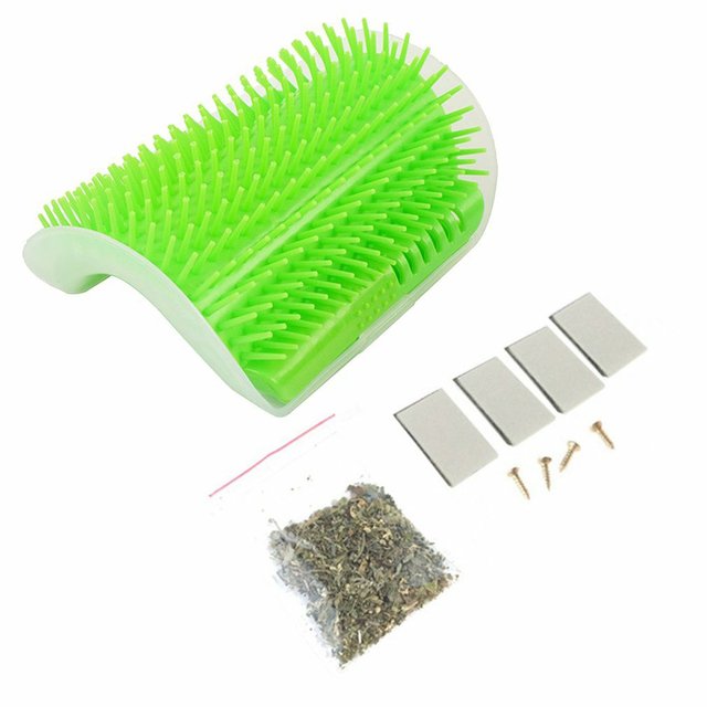 Pet Cat Corner Massage Self Groomer Comb Brush With Catnip