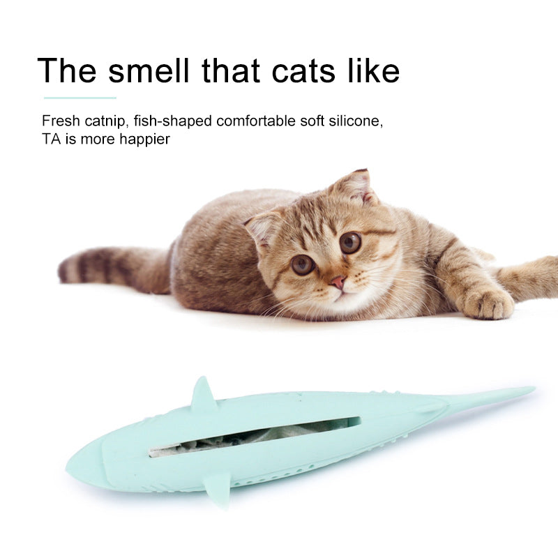 Catnip Silicone Cat Toy Mint Fish Pet Chew Molar Stick