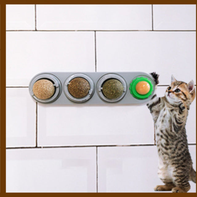 Snack Self-Adhesive Rotated Catnip Ball Molar Teething Ball Toy