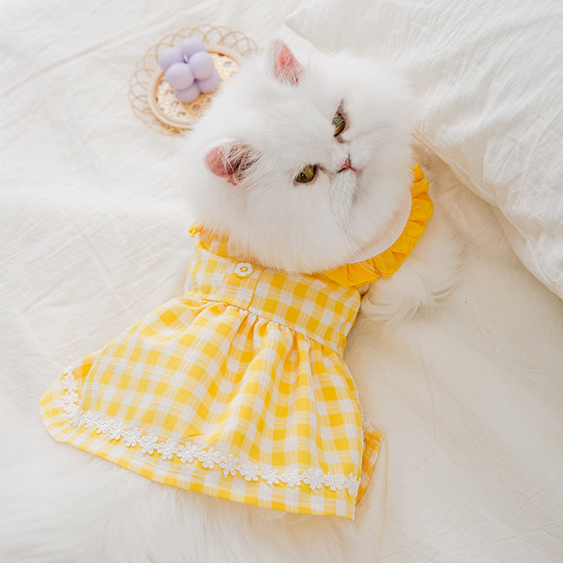 Cat Dress Summer Doll Embroidered Shirt Skirt