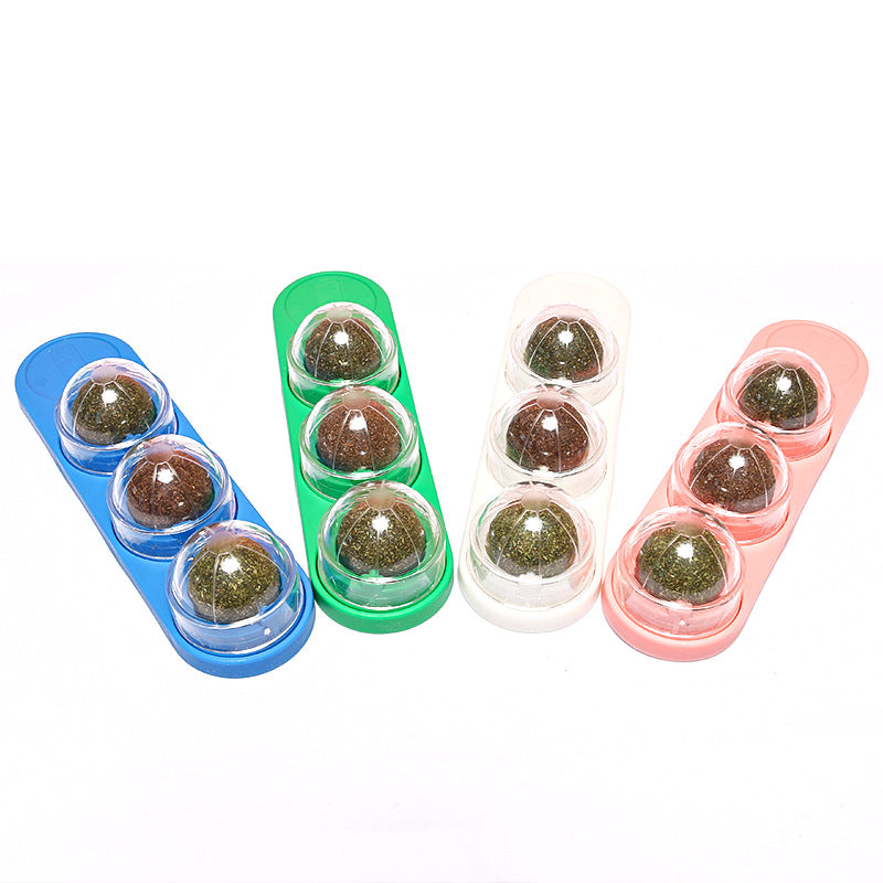 Snack Self-Adhesive Rotated Catnip Ball Molar Teething Ball Toy