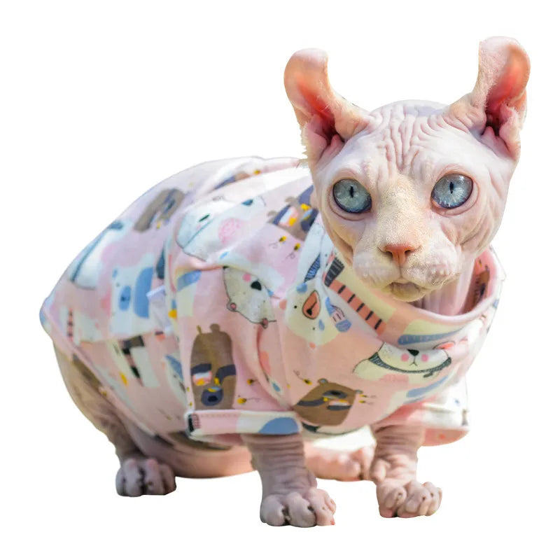 Cat Clothes Cotton Summer Pink Blue Shirt Jumper