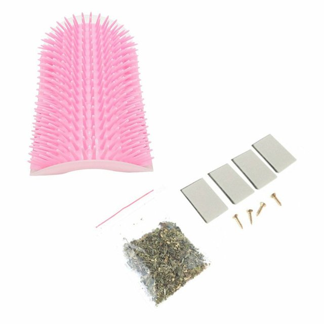 Pet Cat Corner Massage Self Groomer Comb Brush With Catnip