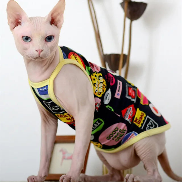 Pet Cat Clothes Summer Fashion Print Cotton Vest Shirt