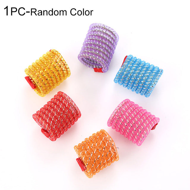 Random Color Cat Spring Toys Creative Plastic Flexible Cat Coil Toy