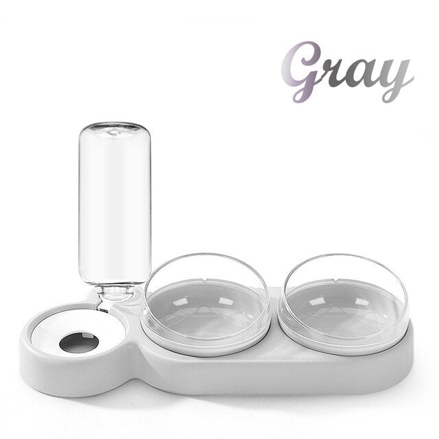 Pet Dogs Cats Double Bowls Food Water Feeder Container Dispenser