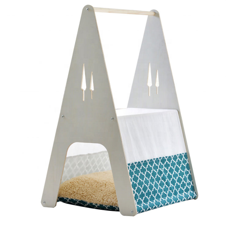 Double Stairs Wooden Pet Bed House Pet Tent Dog Cat Rabbit Fountains