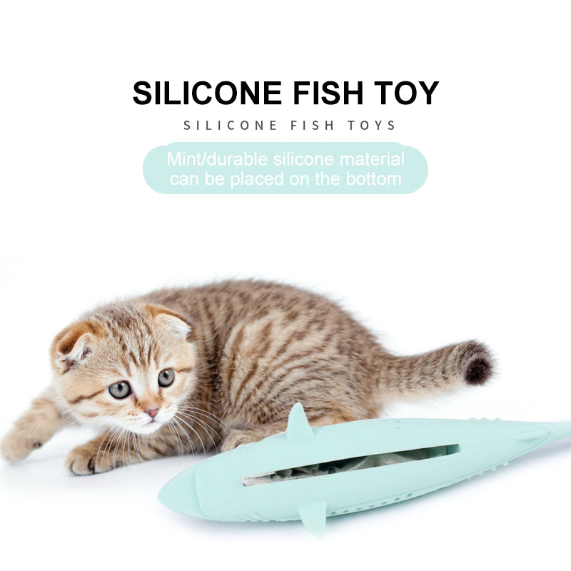 Catnip Silicone Cat Toy Mint Fish Pet Chew Molar Stick
