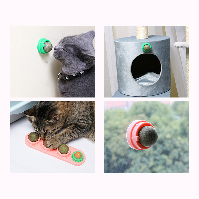 Snack Self-Adhesive Rotated Catnip Ball Molar Teething Ball Toy