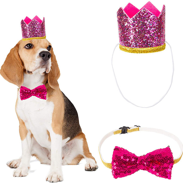 Pet Birthday Crown Hat Bow Tie Dog Party Decorations