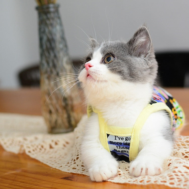 Pet Cat Clothes Summer Fashion Print Cotton Vest Shirt