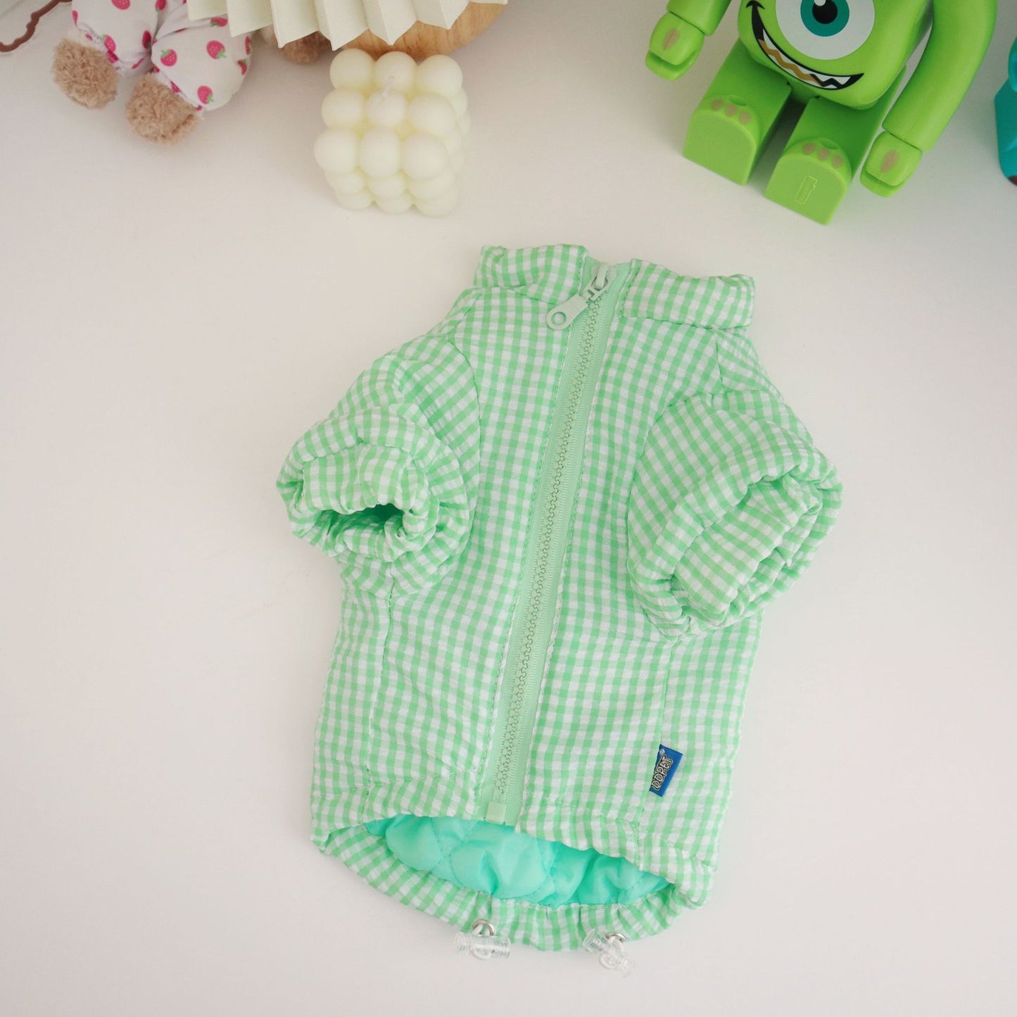 Pet Winter Warm Coat Plaid Check Jacket Dog Cat Clothes