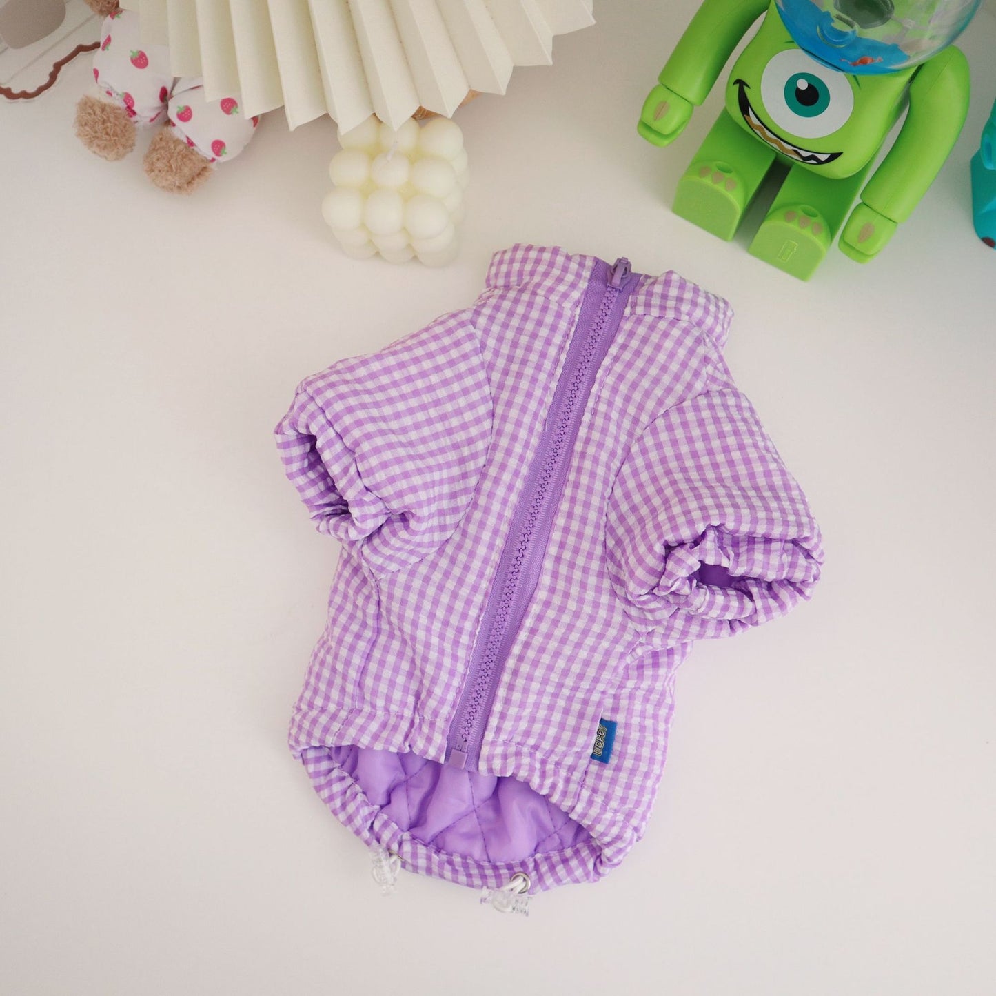 Pet Winter Warm Coat Plaid Check Jacket Dog Cat Clothes