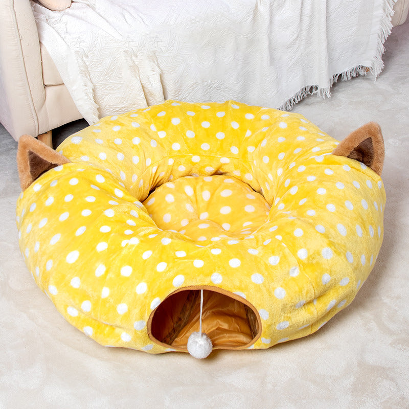 Cute Print Plush Cat Tunnels Pet Toys