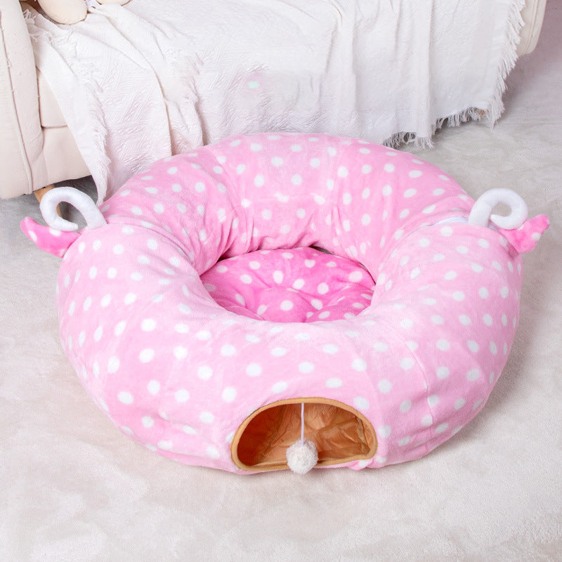 Cute Print Plush Cat Tunnels Pet Toys