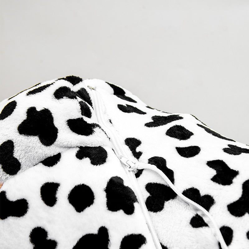 Cow Print Pet Cat Plush Tunnel Toy