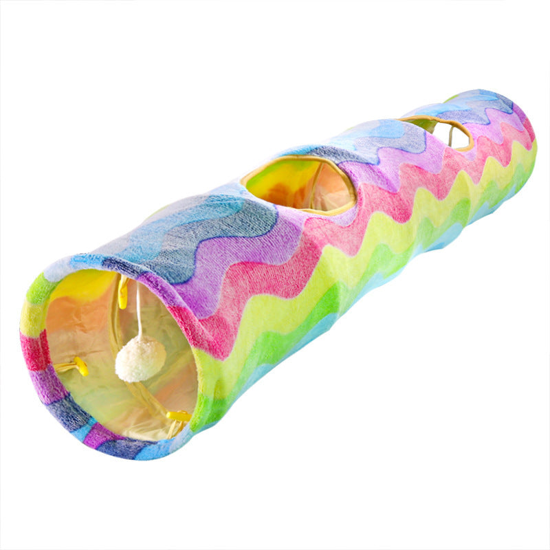 Cat Pet Colorful Collapsible Tunnel Tube with Balls