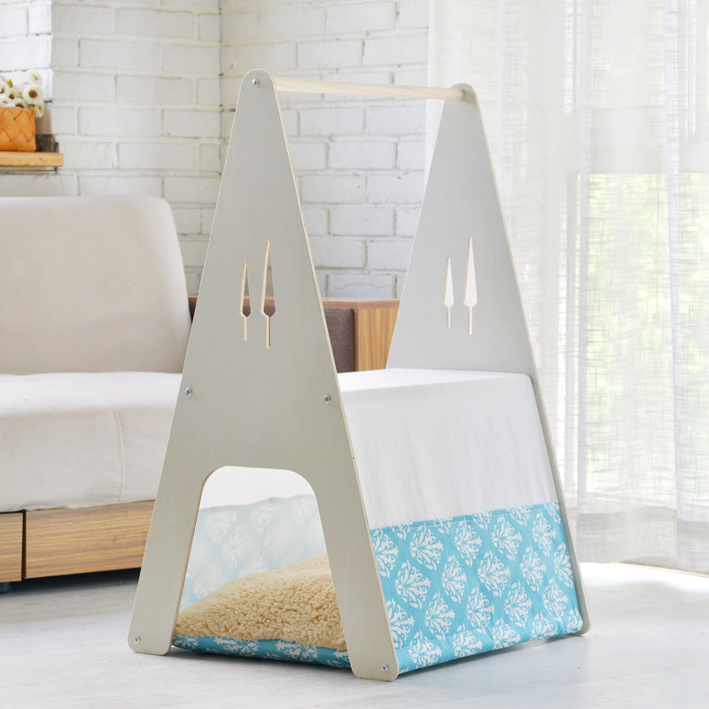 Double Stairs Wooden Pet Bed House Pet Tent Dog Cat Rabbit Fountains