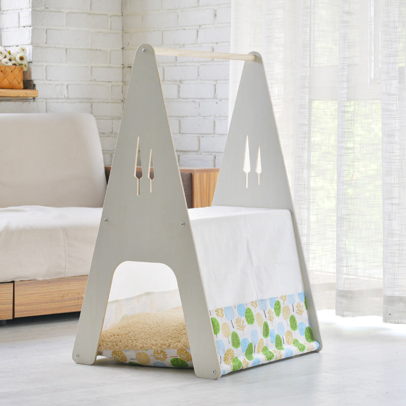 Double Stairs Wooden Pet Bed House Pet Tent Dog Cat Rabbit Fountains