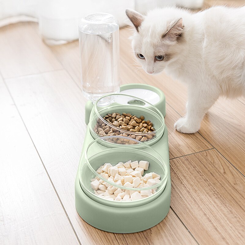 Pet Dogs Cats Double Bowls Food Water Feeder Container Dispenser