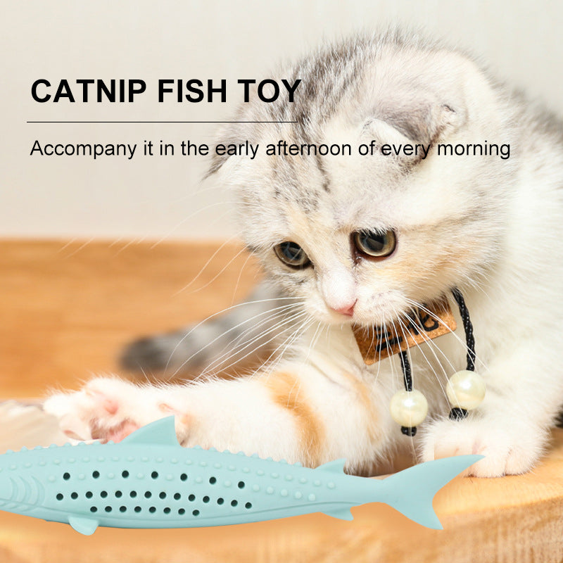 Catnip Silicone Cat Toy Mint Fish Pet Chew Molar Stick
