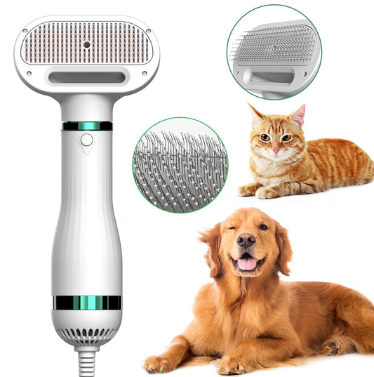 2-In-1 Pet Hair Dryer Brush Grooming Blower Smart Adjustable Temperatures Settings