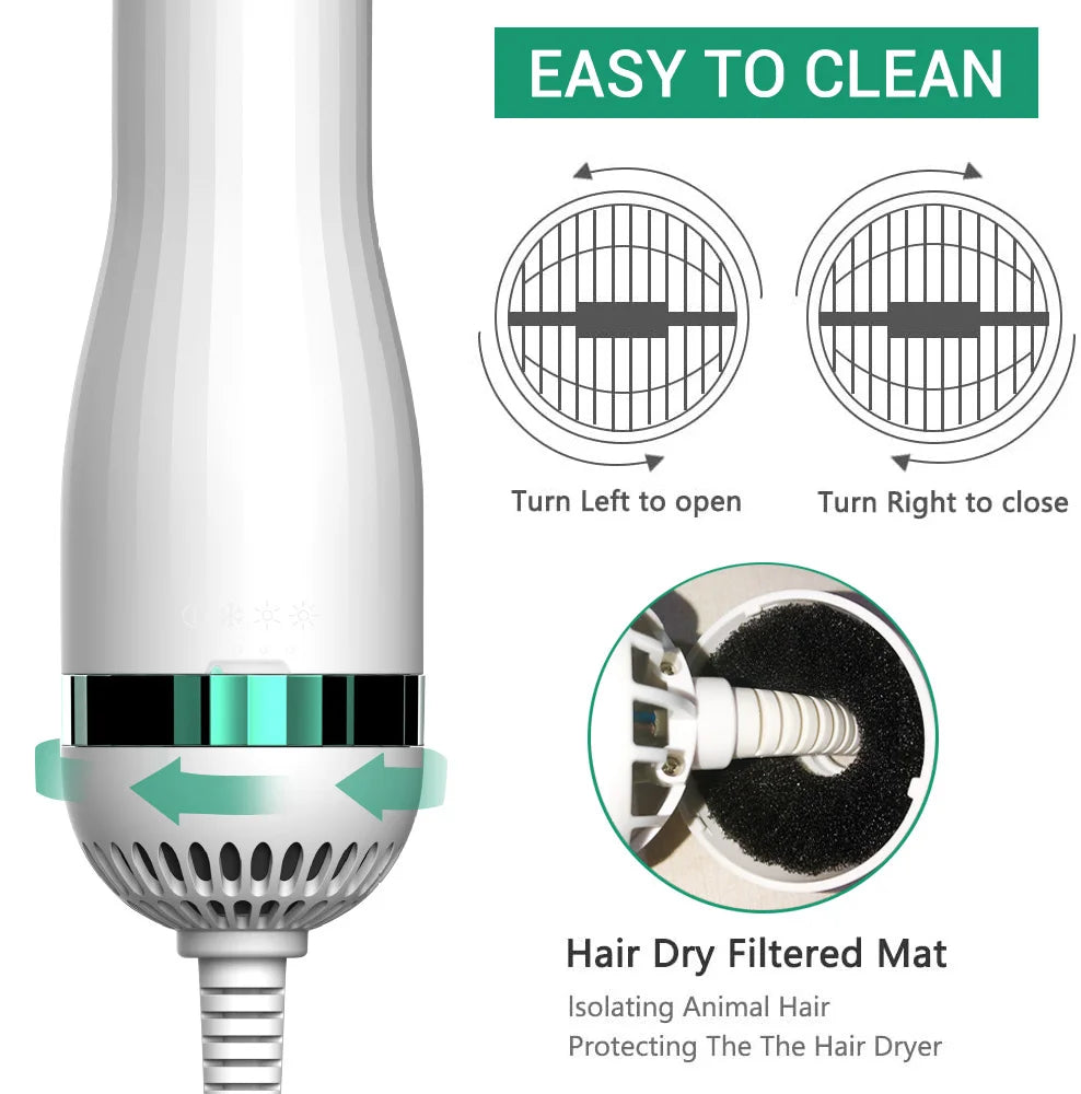 2-In-1 Pet Hair Dryer Brush Grooming Blower Smart Adjustable Temperatures Settings