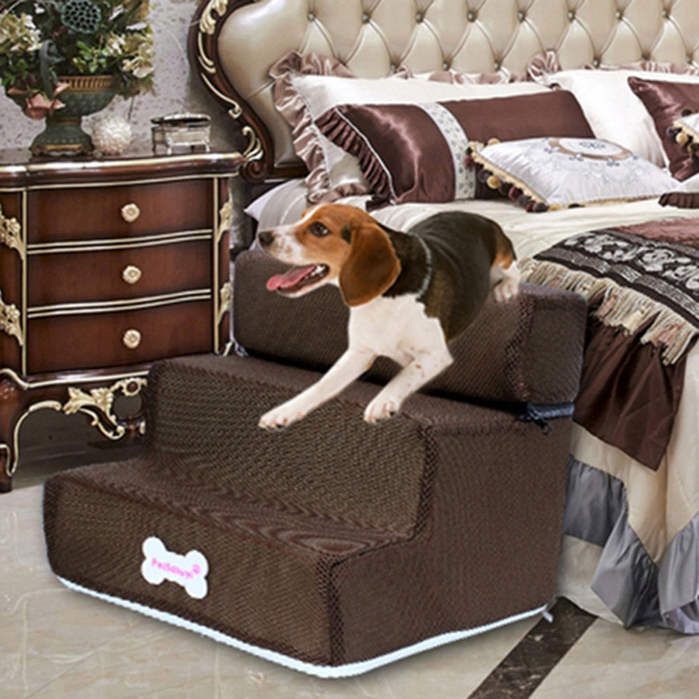 Dog Cat Pet 3 Step Removable Non-Slip Ramp Dog Climbing Bed Ladder