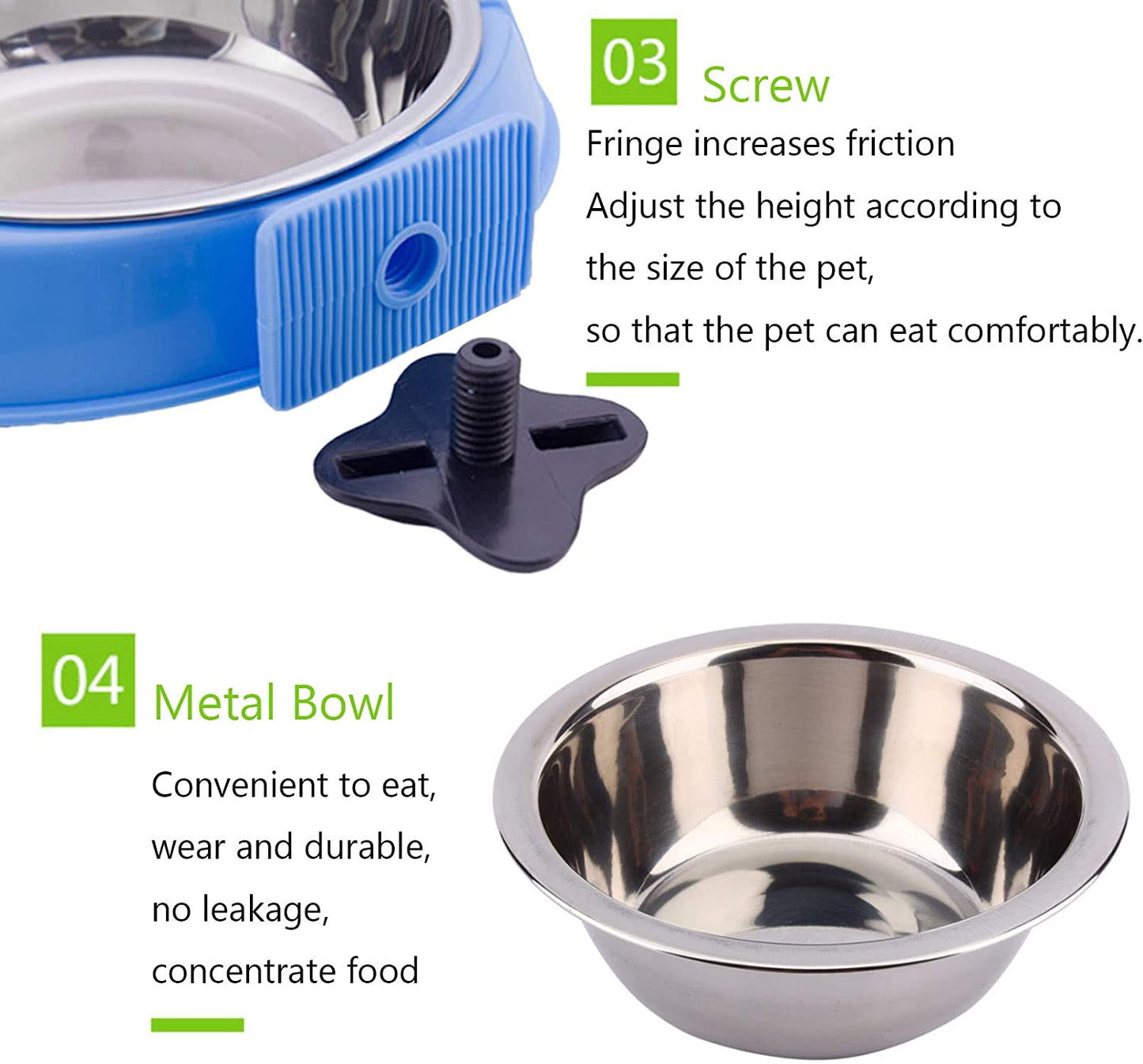 Cage Removable Hanging Pet Dog Cat Stainless Steel Food Water Bowls