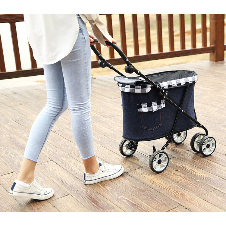 Outdoor Travel Pet Dog Carrier Stroller Foldable Pet Trolley Carriage