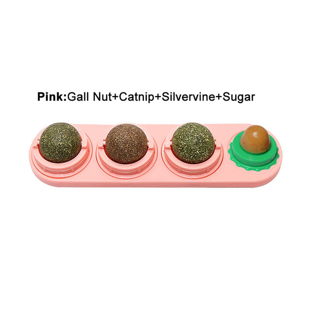 Snack Self-Adhesive Rotated Catnip Ball  Molar Teething Ball Toy