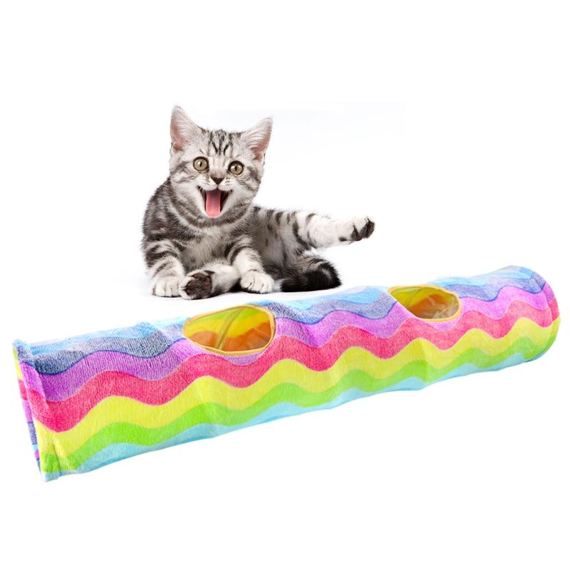 Cat Pet Colorful Collapsible Tunnel Tube with Balls