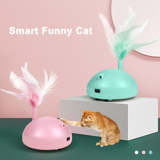 Electronic Cat Feather Toy Smart Interactive Led Automatic Rotating 360° Ball Toys