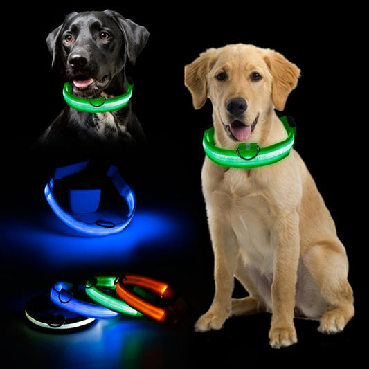 Nylon Led Dog Collar Anti-Lost/Avoid Car Accident Collar