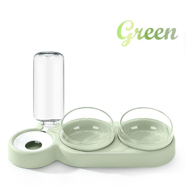 Pet Dogs Cats Double Bowls Food Water Feeder Container Dispenser