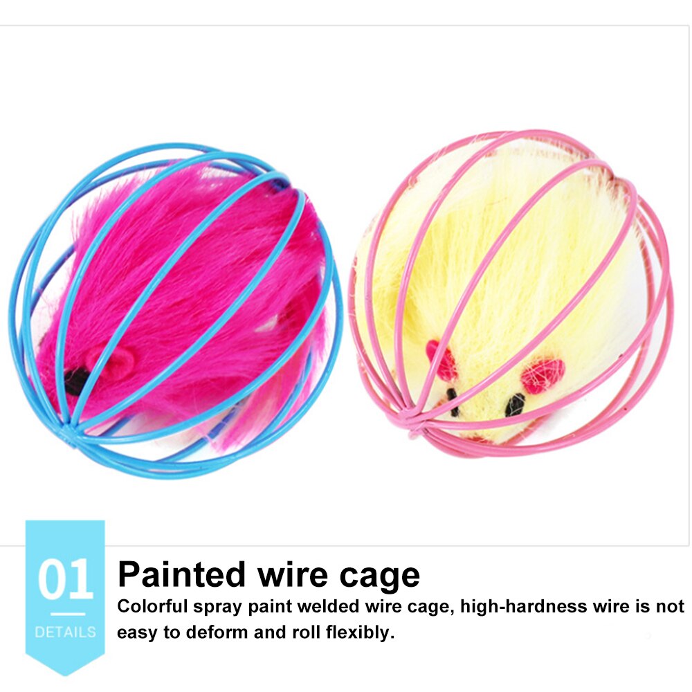 Cat Toy Feather Ball Mini Cage Mouse Funny Toys