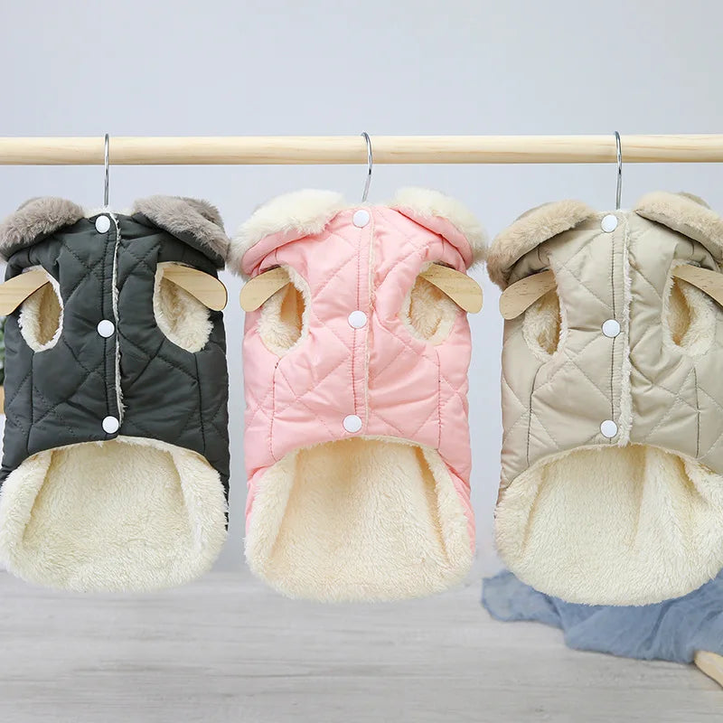 Solid Pet Dog Clothes Parkas Outfits Jacket Coat