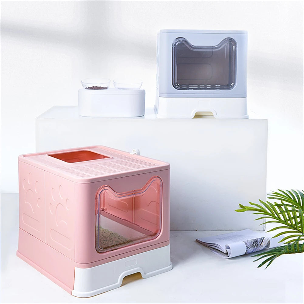 Foldable Cat Large Litter Box Fully Closed Pet Drawer Sandbox