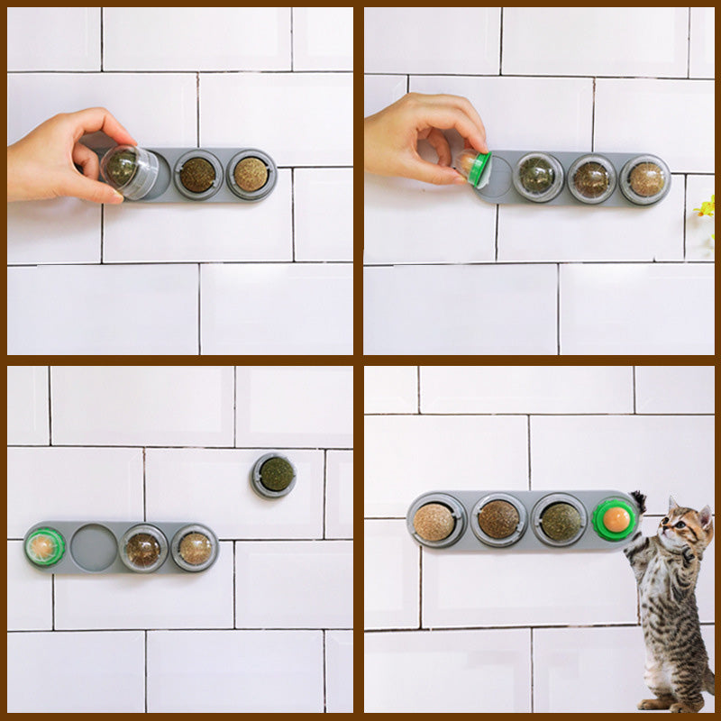 Snack Self-Adhesive Rotated Catnip Ball  Molar Teething Ball Toy