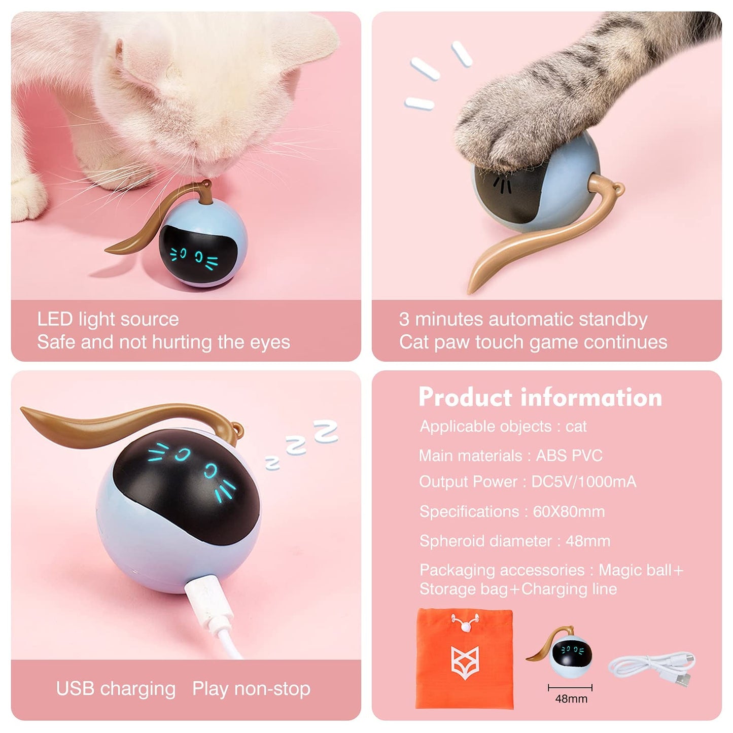 Electric USB Automatic Cat Ball Toys Interactive