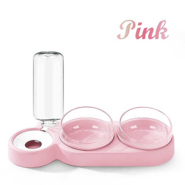 Pet Dogs Cats Double Bowls Food Water Feeder Container Dispenser