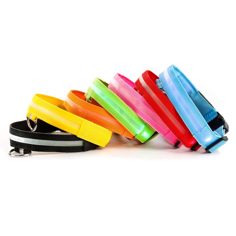 Nylon Led Dog Collar Anti-Lost/Avoid Car Accident Collar