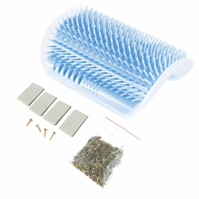 Pet Cat Corner Massage Self Groomer Comb Brush With Catnip