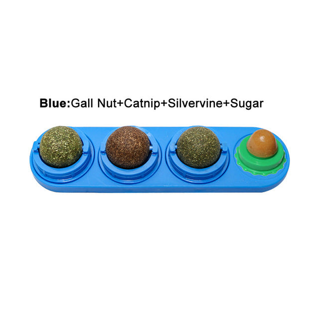 Snack Self-Adhesive Rotated Catnip Ball  Molar Teething Ball Toy
