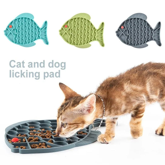 Fish Shape Silicone Licking Mat Non-Slip Slow Feeding Food Bowl